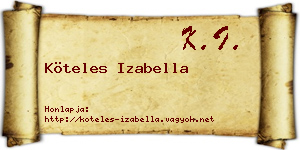 Köteles Izabella névjegykártya